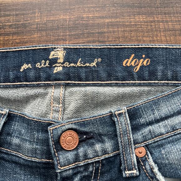 7 For All Mankind Tailorless Dojo Regular Fit Denim Flared Jeans in Lake Blue - Picture 11 of 14